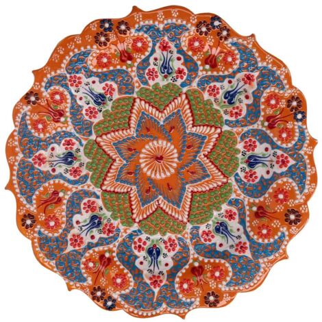 Piatto decorativo de cerámica naranja ø30x3 cm (1/4)