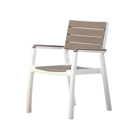 Silla exterior con reposabrazos Blanco Cappuccino HARMONY 59x60x h86 cm
