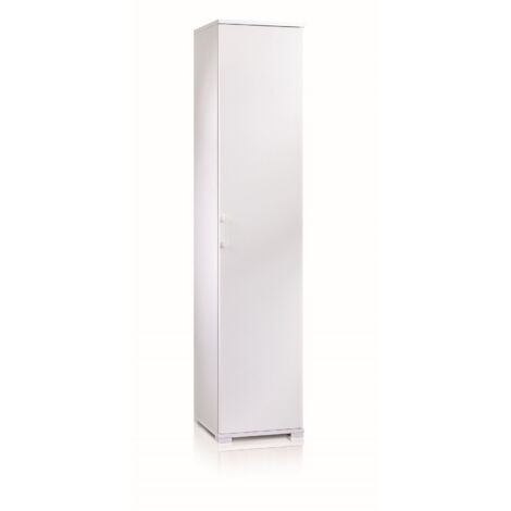Armario con una puerta y cuatro estantes regulables, blanco, puerta blanca (1/3)