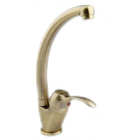 Grifo para lavabo con caño alto - Serie Distri en latón antiguo (1/5)