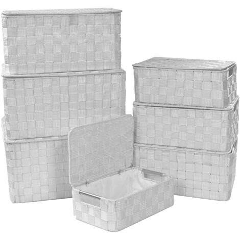 Caja poliéster blanca rectangular 1-7 con asas metálicas cm40x30h21,5 (1/5)