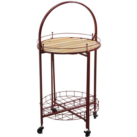 Mesa plegable redonda de metal rojo con ruedas cmø49h67 - 98 (1/5)