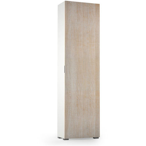 Mueble Con Puerta Siete Estantes blanco con puerta de roble (1/5)