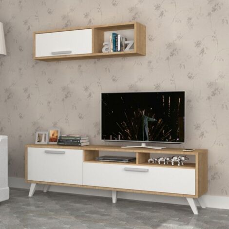 Mueble TV Slim D2306TV180M109 roble blanco 180x35x47h (1/5)