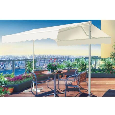 Toldo manual doble layton con estructura de aluminio y lona beige (1/5)