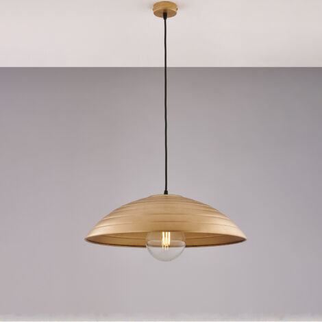 Sospensione diametro 50 in ferro laccato nero con decorazione oro antico con cavo elettrico ricoperto in tessuto regolabile 1 luce H.15 - MAX 115 - Ø50