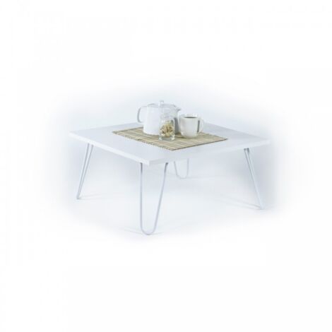 Mesa desayunador cama blanca con patas plegables 60 x 60 x 29 h cm (1/5)