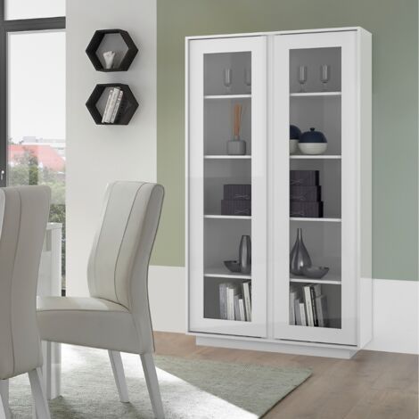 Vitrina ante blanco brillante 92x179x43 cm (1/3)