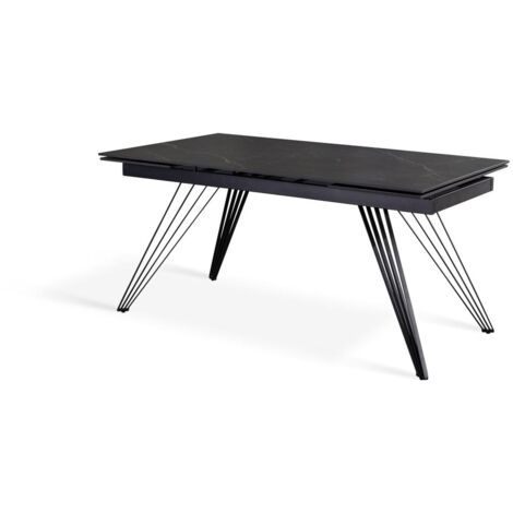 Mesa extensible negro mate 90 cm x 160-240 cm H. 76 cm