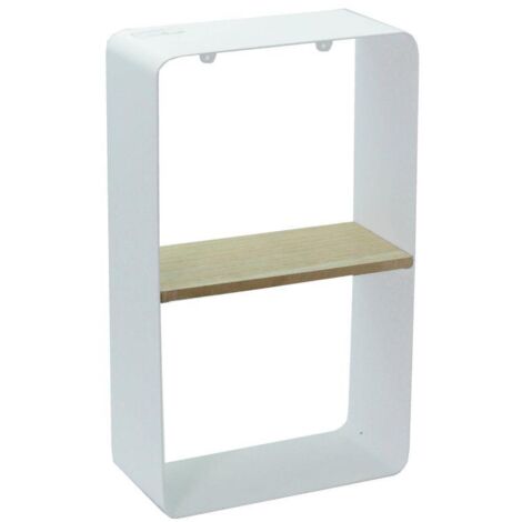 Estante de metal blanco y madera de 1 nivel 22,5x10x38,5 cm