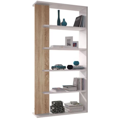 Librería abierta de diseño de roble blanco cm 90 x 25 x 180 h (1/3)