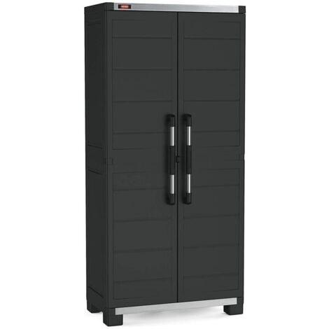 Mueble plástico alto 4 baldas reforzadas 88x45x181H cm. Garaje negro XL
