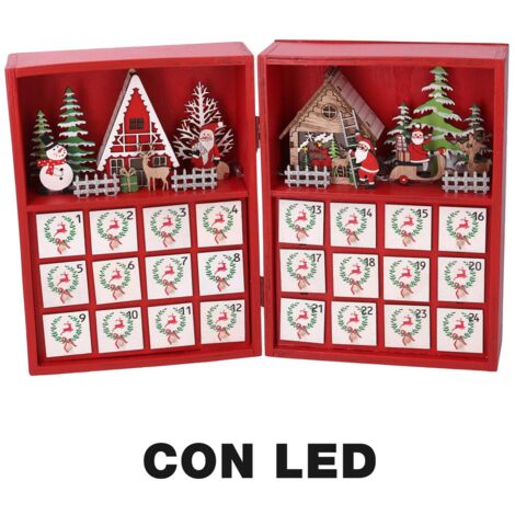 Calendario madera led rojo cm36x6h24 (1/5)