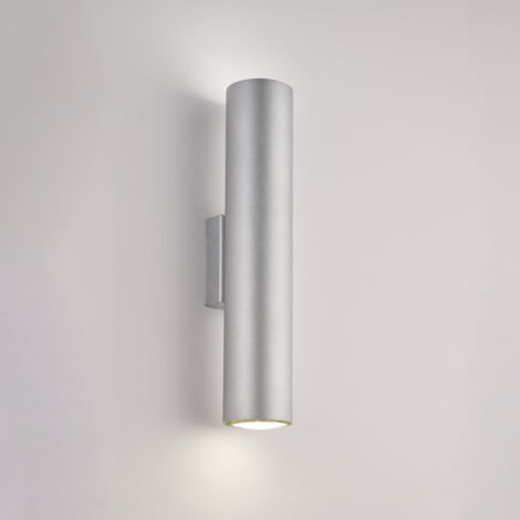 Applique in ferro laccato bianco GU10 con decorazione argento antico 2 luci H.30 - L.8 - P.6