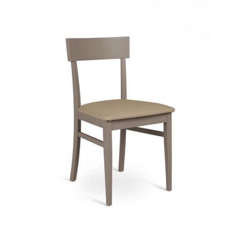 Silla de madera lacada en color tortora con asiento de similpiel 445xh. 82 cm (1/2)