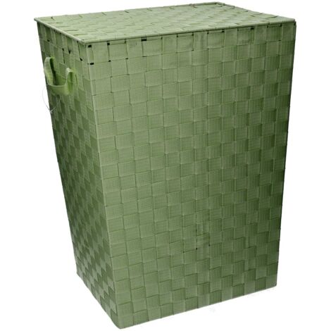Cesta rectangular de poliéster forrado verde claro cm40x30h53 (1/5)
