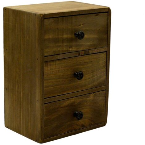 Caja de almacenamiento de madera rectangular 3 cajones cm17x12h24