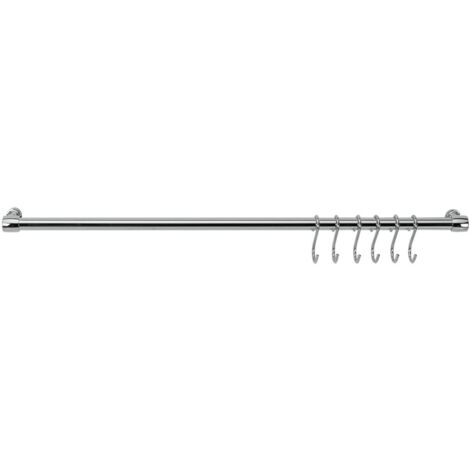 Barra cromada 60 cm + 6 ganchos cromados en forma de S Lonardo
