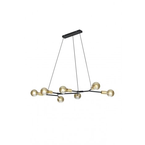 Minimal Suspension Chandelier 7 Luces Cross Black and Gold Trio Lighting (1/5)