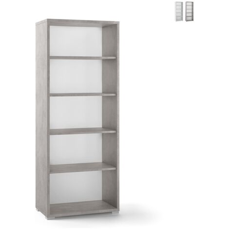 Librería moderna en madera Beton Cemento con cuatro estantes 71x41x h182 cm (1/5)