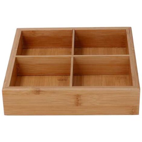 Organizador de bambú con 4 compartimentos cuadrado de 21x21x4,8 cm (1/5)