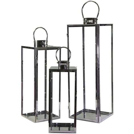 Farol cuadrado metal plateado 1-3 cm29x28,5h85 (1/5)