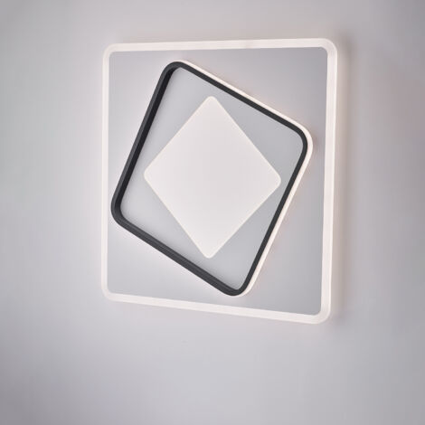 Plafoniera in metallo e alluminio laccato bianco e nero con led integrato CCT + telecomando H.6 - Ø 50