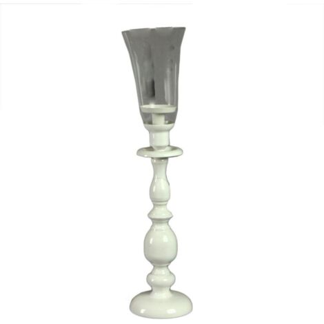 Portavelas de hierro blanco cm12x12h53 (1/5)