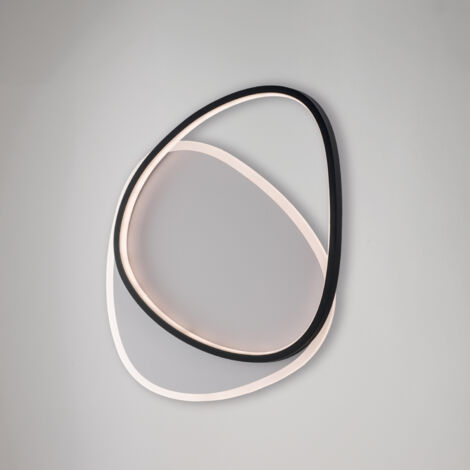 Plafoniera in metallo e alluminio bianco e nero con led integrato CCT + telecomando H.5 - L.45 X 37