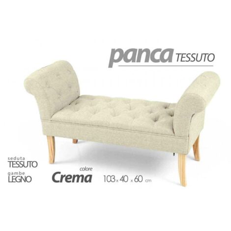 Banco retro en tela de noche color crema cm 103 x 40 x 60 h