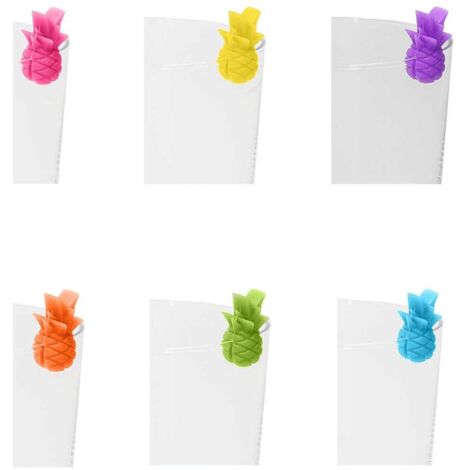 Set de 6 rotuladores Omini para vasos Pineapple en silicona multicolor