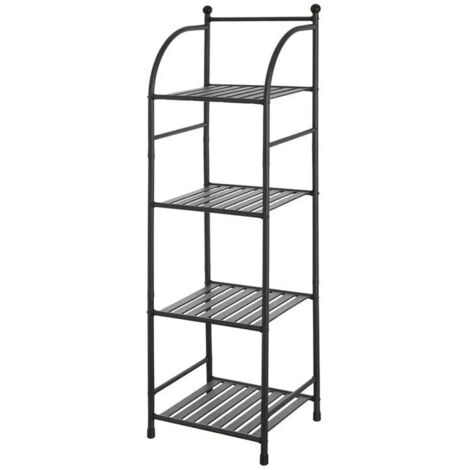 Estantería de baño de 4 estantes con accesorio de metal negro, altura 116 cms. (1/2)