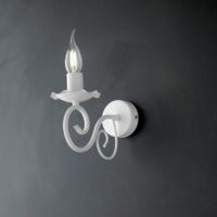 Aplique de pared de hierro blanco shabby one luz 17x h23 cm