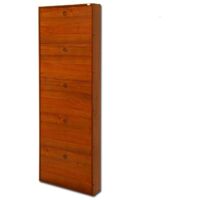 Zapatero delgado en madera de melamina 5 solapas nogal antiguo h.180x65x15 cm