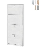 Zapatero compacto que ahorra espacio con cuatro puertas Blanco Oxido 63x18x h154 cm