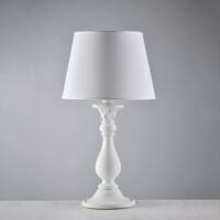 Lume in legno bianco shabby 1 luce con paralume dm.35 H.60 - Ø35