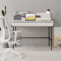 Escritorio Leila blanco con detalles antracita y cajón 101 x 60 x 110 cm
