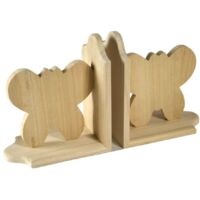 Par de sujetalibros de madera con mariposacm19x17x19