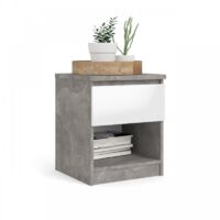 Mesita de noche con cajón dormitorio blanco gris 40,40 x 40 x 49,5 h