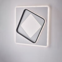 Plafoniera in metallo e alluminio laccato bianco e nero con led integrato CCT + telecomando H.6 - Ø 50