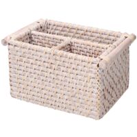 Organizador rattan algarve blanco rectangular 3 compartimentos cm20/23x15h12,5