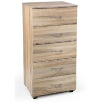 Cajonera para dormitorio 5 cajones roble como cm 50 x 40 x 101 h