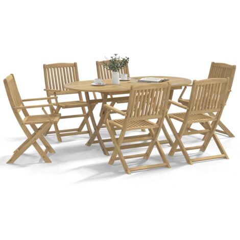 Juego de comedor para jardín 7 piezas madera maciza acacia