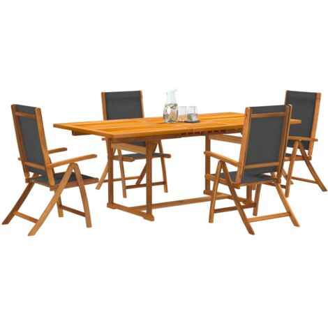 Juego comedor de jardín 5 pzas madera maciza acacia y textileno