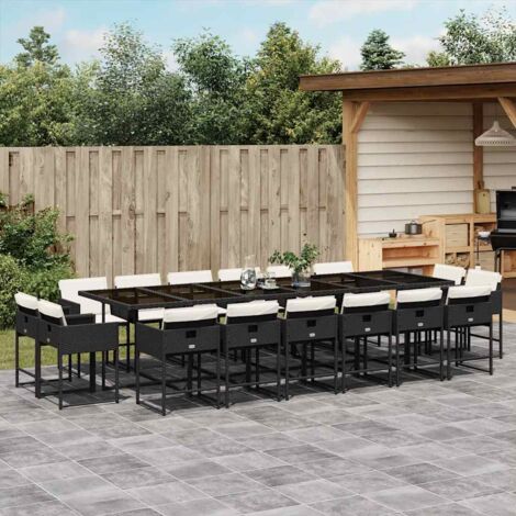Set de muebles jardín 17 pzas con cojines ratán sintético negro vidaXL