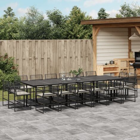 Set de muebles jardín 17 pzas con cojines ratán sintético negro (1/5)