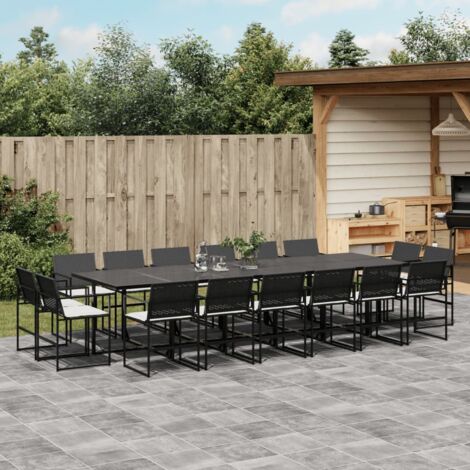 Set de muebles jardín 17 pzas con cojines ratán sintético negro (1/5)