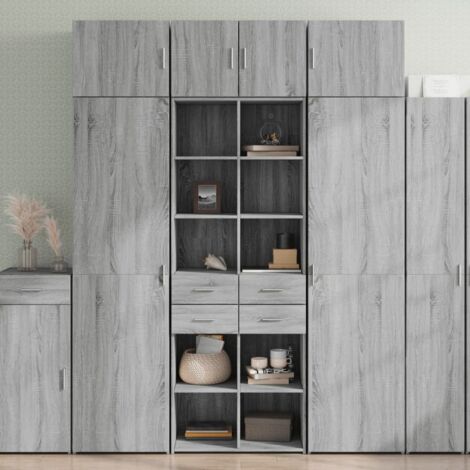Aparador alto madera de ingeniería gris Sonoma 70x425x185 cm