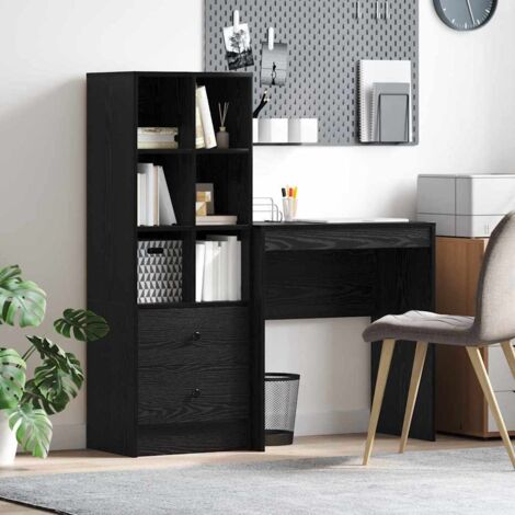Escritorio con almacenamiento con cajón 2 pcs Roble negro