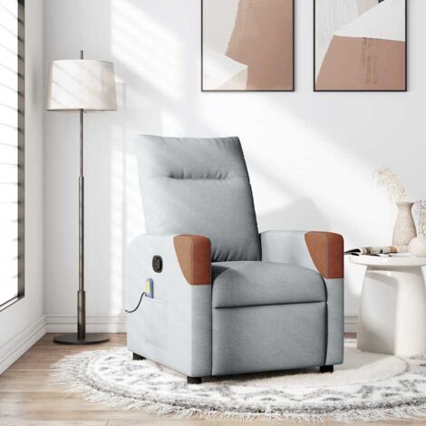 Sillón reclinable de masaje de tela gris claro (1/5)